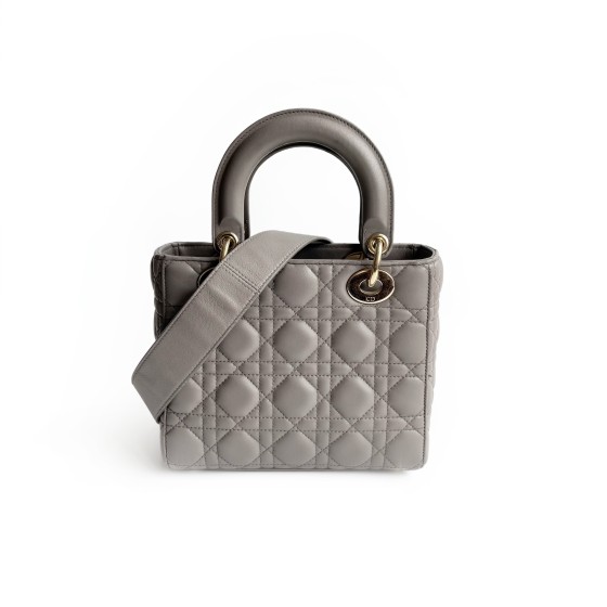 Christian Dior Lady Dior Quilted Lambskin Top Handle Bag